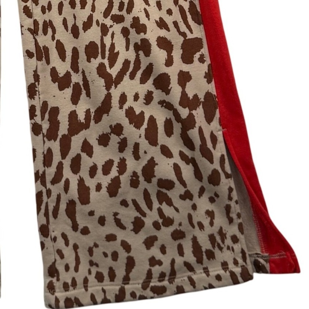 Grayson Threads S Sweatpants Tan Leopard Animal Print Stripe Wide Leg Loungewear - Picture 2 of 7